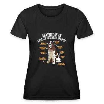 English Springer Spaniel Dog - Women's Functional T-Shirt - black - Front - AI Model Female 172 light (172cm)