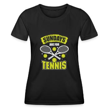 Tennis Tennisplatz Sonntag Tennisspieler Geschenk - Frauen Funktions-T-Shirt - Schwarz - Vorne - AI Model Female 172 light (172cm)