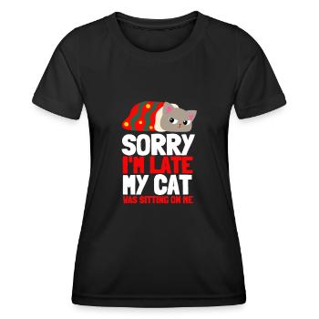 Désolé d’être en retard, mon chat était assis sur moi - T-shirt sport Femme - noir - Devant - AI Model Female 172 light (172cm)