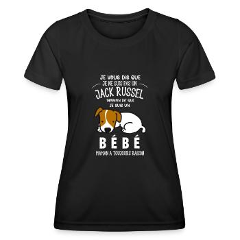 je ne suis pas un jack russel - T-shirt sport Femme - noir - Devant - AI Model Female 172 light (172cm)