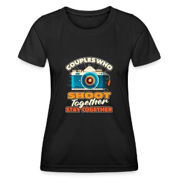 Kameramann Paar - Frauen Funktions-T-Shirt - Schwarz - Vorne - AI Model Female 172 light (172cm)