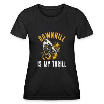 DOWNHILL IS MY THRILL - Hobbybiker Mountainbike Ou - Frauen Funktions-T-Shirt - Schwarz - Vorne - AI Model Female 172 light (172cm)