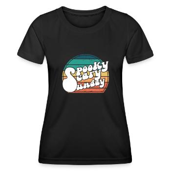 Spooky Scary Sunday Trendy Retro Rainbow - Frauen Funktions-T-Shirt - Schwarz - Vorne - AI Model Female 172 light (172cm)