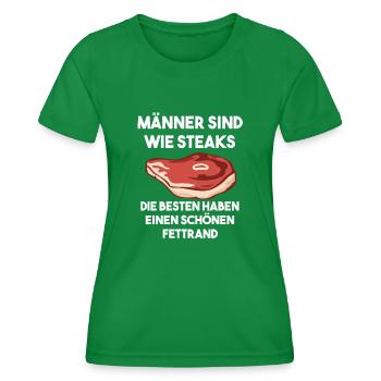 Männer sind wie Steaks - Grillen BBQ Barbecue - Frauen Funktions-T-Shirt - Kelly Green - Vorne - AI Model Female 172 dark (172cm)