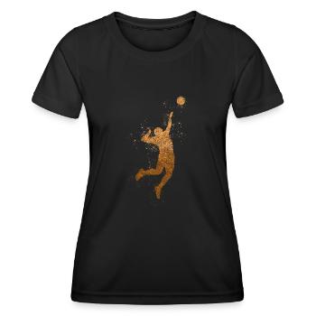 Volleyball Tropfen Volleyballspieler - Frauen Funktions-T-Shirt - Schwarz - Vorne - AI Model Female 172 light (172cm)