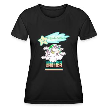Shleep Shirt Unicorn Star Einhorn - Frauen Funktions-T-Shirt - Schwarz - Vorne - AI Model Female 172 light (172cm)