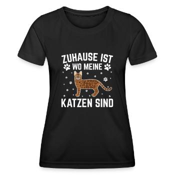 Zuhause Ist Wo Meine Katzen Sind - Frauen Funktions-T-Shirt - Schwarz - Vorne - AI Model Female 172 light (172cm)