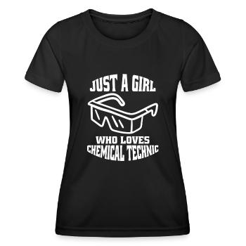 Assistant de laboratoire chimique Professeur de chimie Chimiste Technicien chimique - T-shirt sport Femme - noir - Devant - AI Model Female 172 light (172cm)