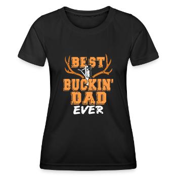 Best Buckin' Dad Ever Retro Funny Archery Hunting - Women's Functional T-Shirt - black - Front - AI Model Female 172 light (172cm)