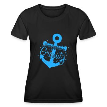 Grömitz Anker Ostsee - Frauen Funktions-T-Shirt - Schwarz - Vorne - AI Model Female 172 light (172cm)