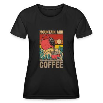 Mountain and coffee - Women's Functional T-Shirt - black - Front - AI Model Female 172 light (172cm)