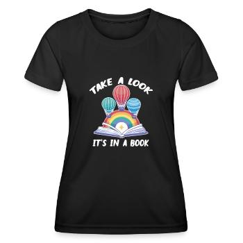 Take A Look It's A Book Retro Rainbow Reading - Frauen Funktions-T-Shirt - Schwarz - Vorne - AI Model Female 172 light (172cm)