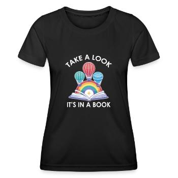 Take A Look It's A Book Retro Rainbow Reading - Frauen Funktions-T-Shirt - Schwarz - Vorne - AI Model Female 172 light (172cm)