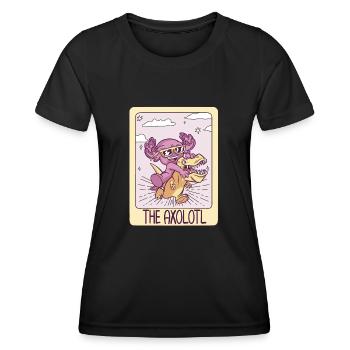Kawaii Axolotl sur Dino Tarot Card - T-shirt sport Femme - noir - Devant - AI Model Female 172 light (172cm)