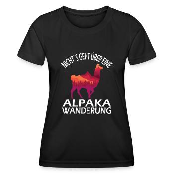 Alpaka und Lama Wanderung - Frauen Funktions-T-Shirt - Schwarz - Vorne - AI Model Female 172 light (172cm)