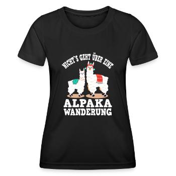 Alpaka und Lama Wanderung - Frauen Funktions-T-Shirt - Schwarz - Vorne - AI Model Female 172 light (172cm)