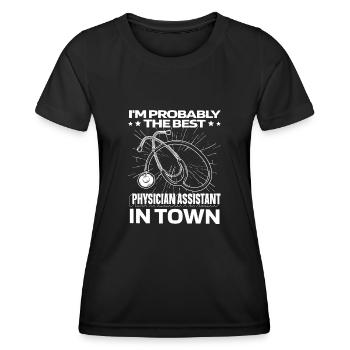 Physician Assistant Stethoscope - Women's Functional T-Shirt - black - Front - AI Model Female 172 light (172cm)