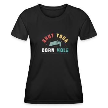 Fermez votre trou de maïs - T-shirt sport Femme - noir - Devant - AI Model Female 172 light (172cm)