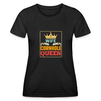 Wife Cornhole Queen - Frauen Funktions-T-Shirt - Schwarz - Vorne - AI Model Female 172 light (172cm)