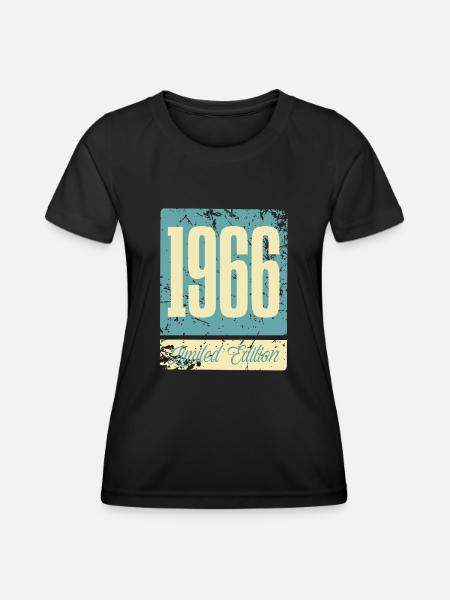 1966 Geboren Geburtstag Geburtsjahr - Frauen Funktions-T-Shirt - Schwarz
