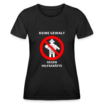 KEINE GEWALT GEGEN RETTUNGSKRÄFTE UND HELFER - Frauen Funktions-T-Shirt - Schwarz - Vorne - AI Model Female 172 light (172cm)