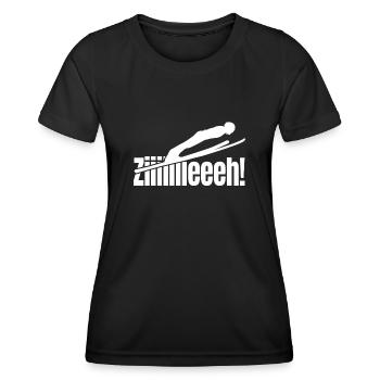 ZIEH Spruch Skispringer skispringen - Frauen Funktions-T-Shirt - Schwarz - Vorne - AI Model Female 172 light (172cm)