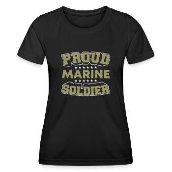 Fier soldat de marine américain vétéran militaire - T-shirt sport Femme - noir - Devant - AI Model Female 172 light (172cm)