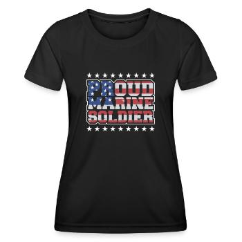 Fier soldat de marine américain vétéran militaire - T-shirt sport Femme - noir - Devant - AI Model Female 172 light (172cm)