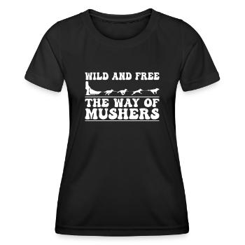 Alaska Mushing Dog Mushers Huskies - Women's Functional T-Shirt - black - Front - AI Model Female 172 light (172cm)