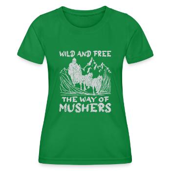 Alaska Mushing Dog Mushers Huskies - T-shirt sport Femme - vert - Devant - AI Model Female 172 dark (172cm)