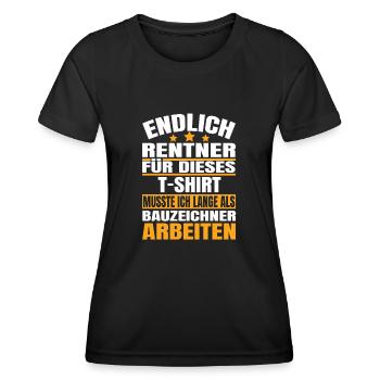 Endlich Rente 2023 Ruhestand Beruf Bauzeichner - Frauen Funktions-T-Shirt - Schwarz - Vorne - AI Model Female 172 light (172cm)