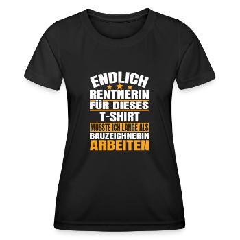Endlich Rente 2023 Ruhestand Beruf Bauzeichnerin - Frauen Funktions-T-Shirt - Schwarz - Vorne - AI Model Female 172 light (172cm)