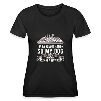 Jeu de société jeu de société chien - T-shirt sport Femme - noir - Devant - AI Model Female 172 light (172cm)