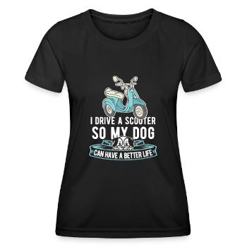 Motorroller Hund - Frauen Funktions-T-Shirt - Schwarz - Vorne - AI Model Female 172 light (172cm)
