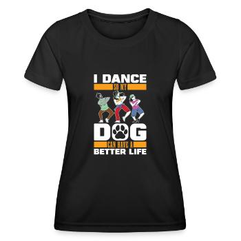 Dancing Dancer Dog - Women's Functional T-Shirt - black - Front - AI Model Female 172 light (172cm)