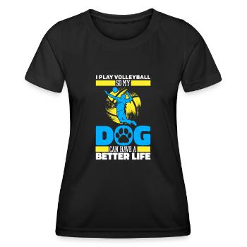 Volleyball Volleyball Volleyball Joueur Chien - T-shirt sport Femme - noir - Devant - AI Model Female 172 light (172cm)