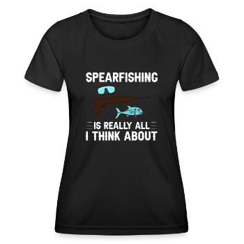 Speerfischen Speerfischer Fische Speer Fischer - Frauen Funktions-T-Shirt - Schwarz - Vorne - AI Model Female 172 light (172cm)