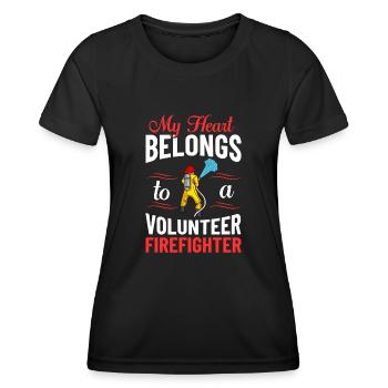 Pompiers volontaires - T-shirt sport Femme - noir - Devant - AI Model Female 172 light (172cm)