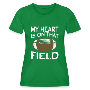 My heart is on the field Footbal Quaterback - Women's Functional T-Shirt - kelly green - Front - AI Model Female 172 dark (172cm)