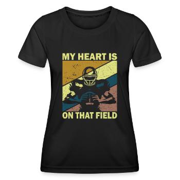 My heart is on the field Footbal Quaterback - Women's Functional T-Shirt - black - Front - AI Model Female 172 light (172cm)