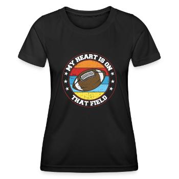 My heart is on the field Footbal Quaterback - Women's Functional T-Shirt - black - Front - AI Model Female 172 light (172cm)