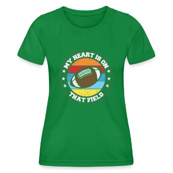 My heart is on the field Footbal Quaterback - Women's Functional T-Shirt - kelly green - Front - AI Model Female 172 dark (172cm)
