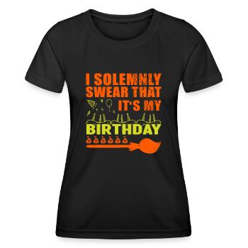 That it's my birthday costume for kids - Women's Functional T-Shirt - black - Front - AI Model Female 172 light (172cm)