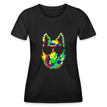 White Shepherd Dog with Sunglasses - Women's Functional T-Shirt - black - Front - AI Model Female 172 light (172cm)
