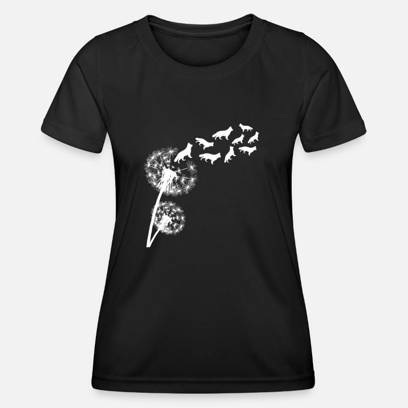 German Shepherd Dandelion - Women's Functional T-Shirt - black