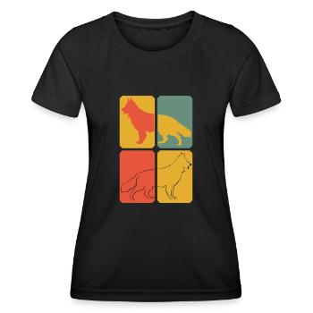 White Shepherd Retro Shepherd Dogs - Women's Functional T-Shirt - black - Front - AI Model Female 172 light (172cm)