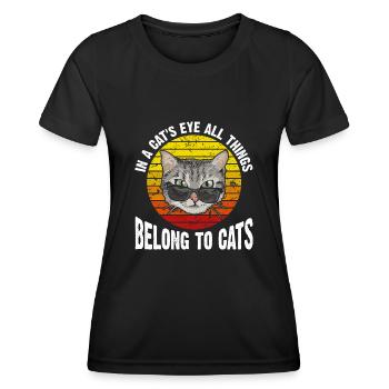 Dans l’œil d’un chat, toutes les choses appartiennent aux chats - T-shirt sport Femme - noir - Devant - AI Model Female 172 light (172cm)