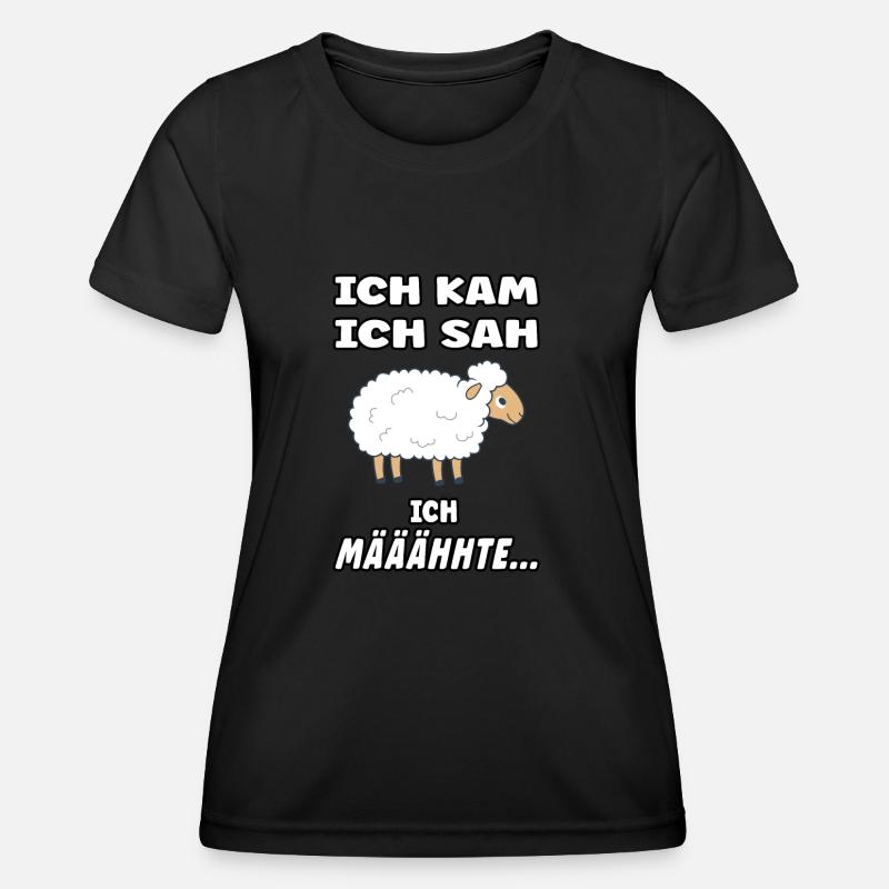Sheep saying - Funny design with sheep - Women's Functional T-Shirt - black