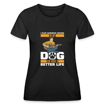 Acoustic Guitar Dog - Women's Functional T-Shirt - black - Front - AI Model Female 172 light (172cm)