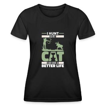 Arc de chasse Arc Hunter Cat - T-shirt sport Femme - noir - Devant - AI Model Female 172 light (172cm)